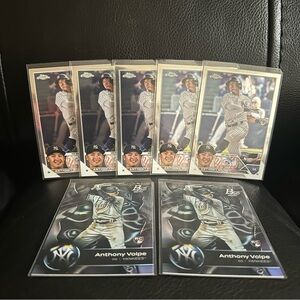 Anthony Volpe Rookie Cards Lot 7 Total (5) Topps Chrome RC & (2) Bowman Platinum